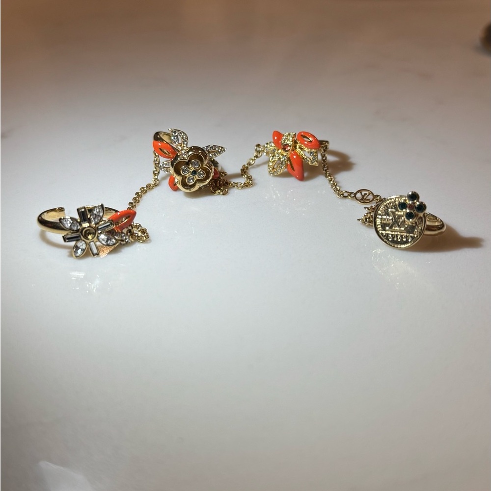 Louis Vuitton Gold and Orange Floral Ring Set